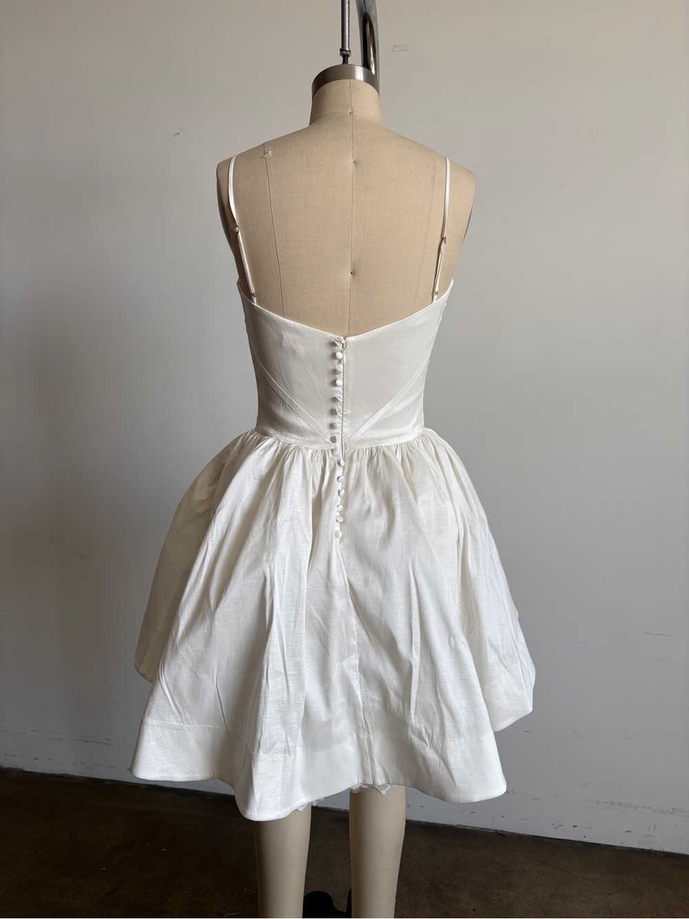 $429 NWOT For Love And Lemons “Evelyn” Mini Taffeta Dress in White Sz Small - Picture 11 of 12